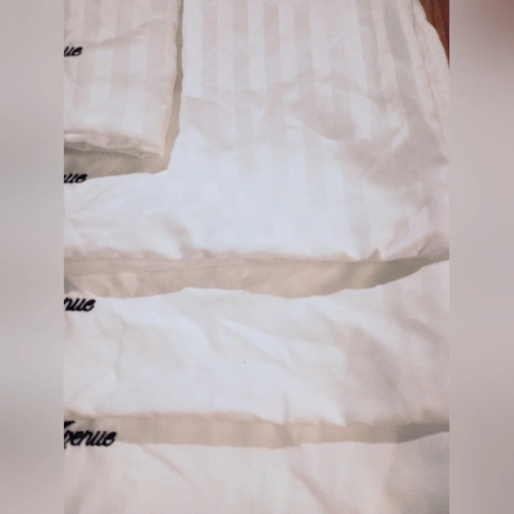 Saks Fifth Avenue Luxury Embroidered  White Stripe Pillowcases  Set of Six